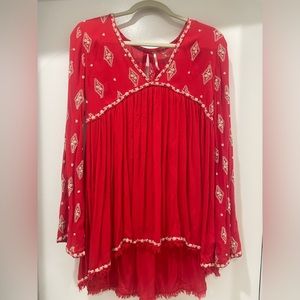 Free People Red Long sleeve Blouse